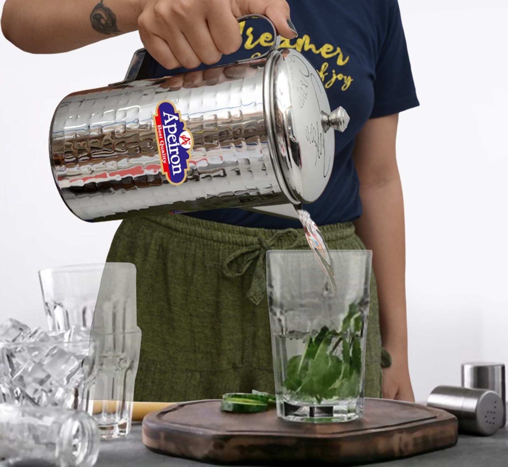 Stainless Steel Water jug with Lid and Handle, 2000 ML (Pitcher Pack of 1)