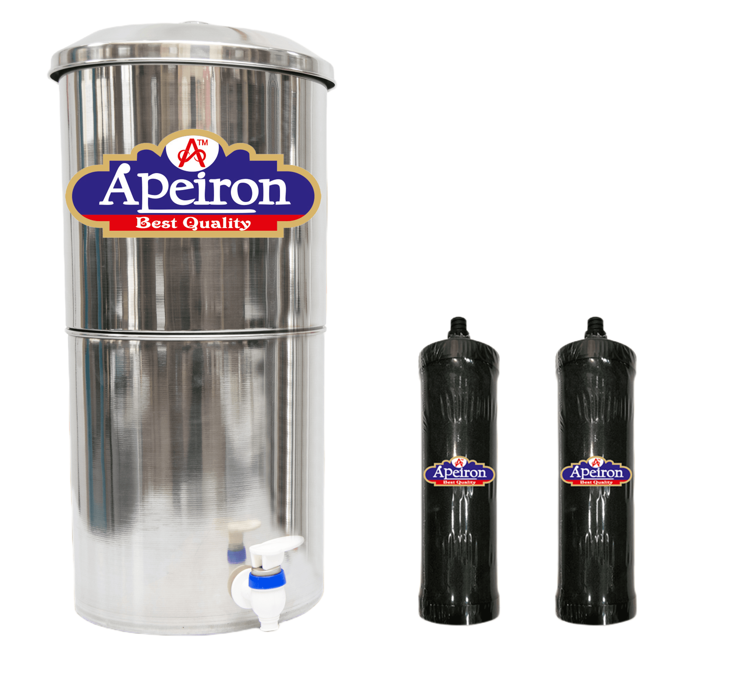 Apeiron Stainless Steel Water Filter 21LTR With 2 Carbon Candle And Tap
