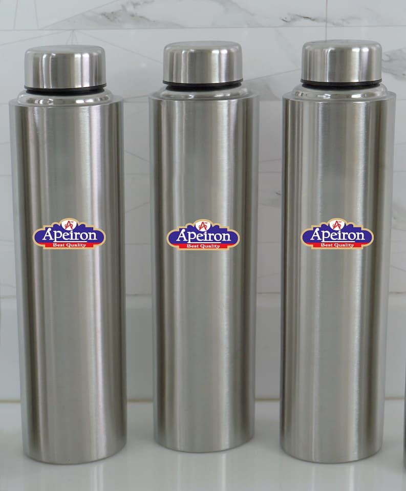 Apeiron Stainless Steel Matt Fridge Water Bottle 1000ml Pack Of 3
