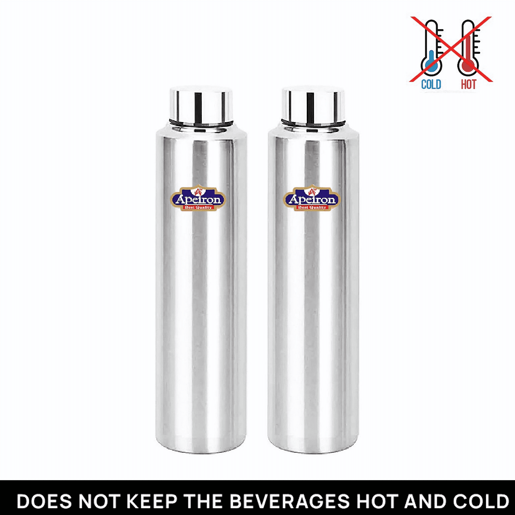 Apeiron Stainless Steel Matt Fridge Water Bottle 1000ml Pack Of 2