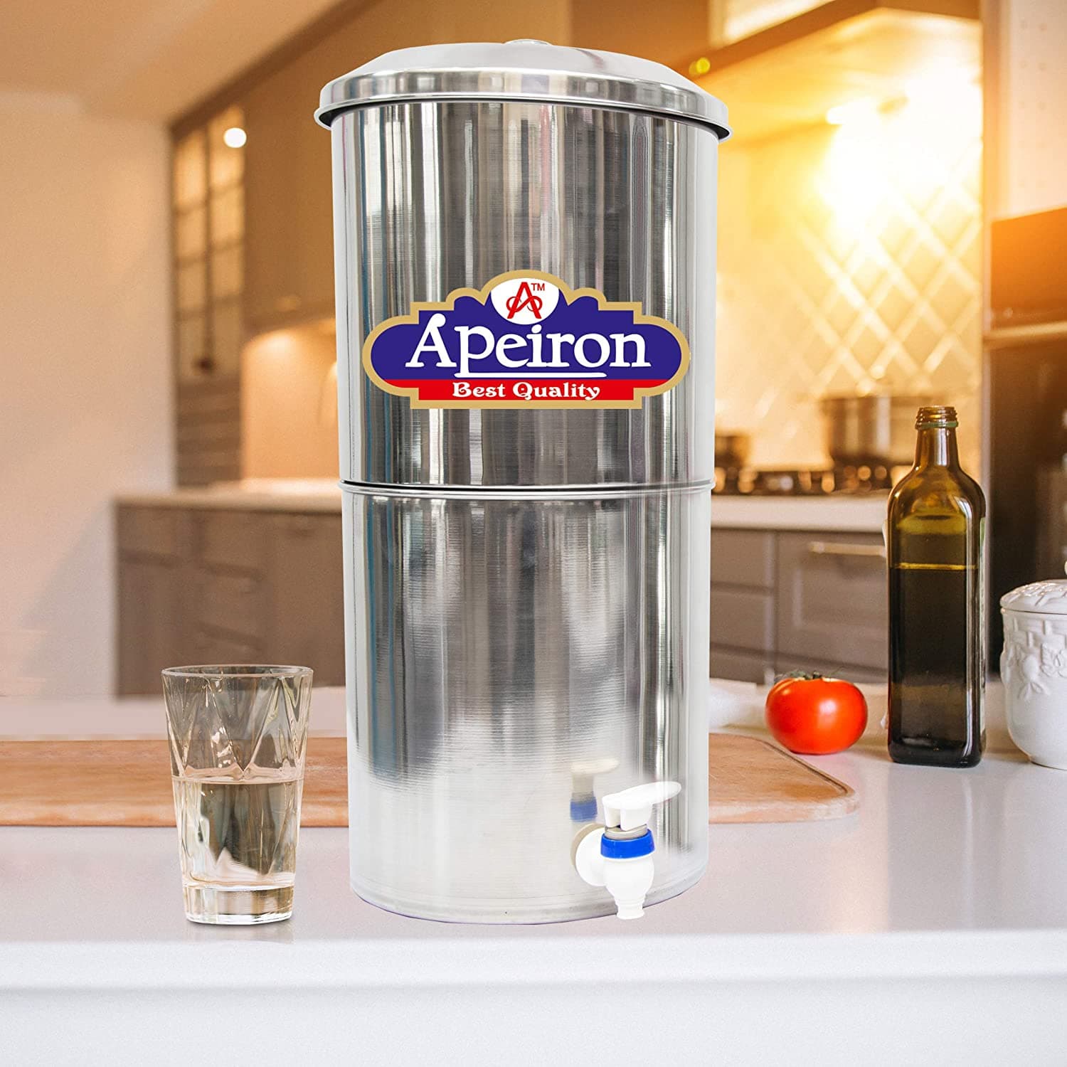 Apeiron Stainless Steel Water Filter 27LTR With 3 Candle And Tap