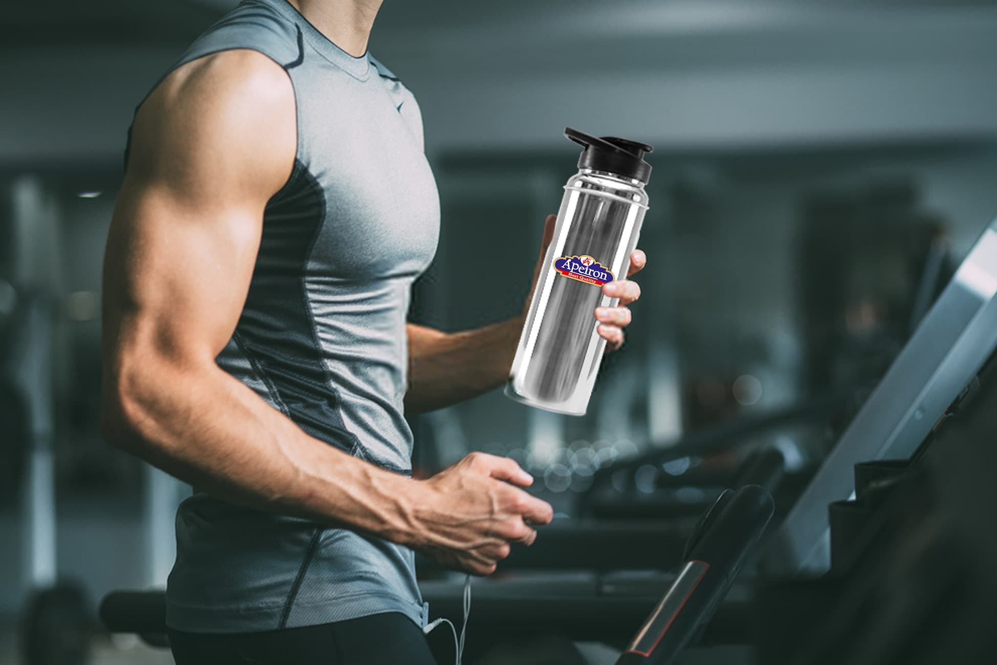 Apeiron Stainless Steel Sporty Look Sipper Water Bottle 1000ml