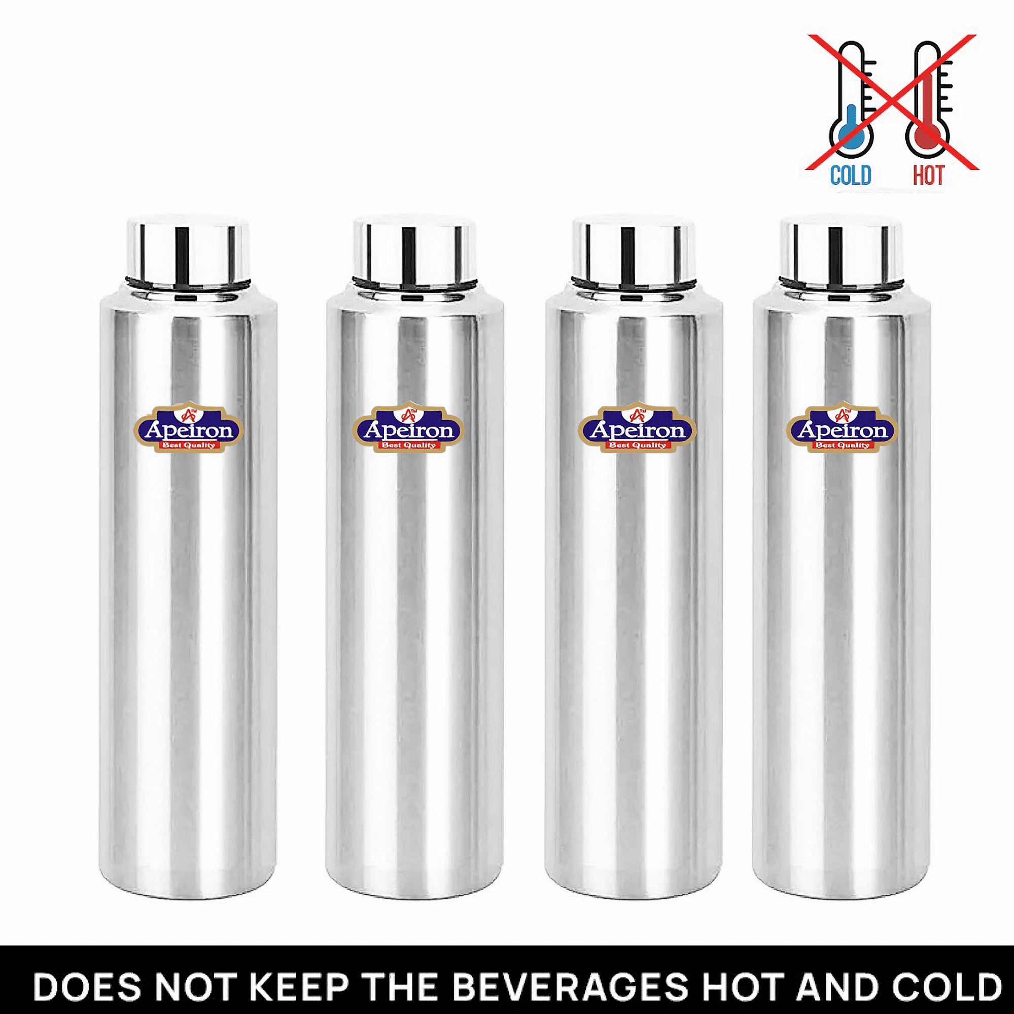 Apeiron Stainless Steel Matt Fridge Water Bottle 1000ml Pack Of 4
