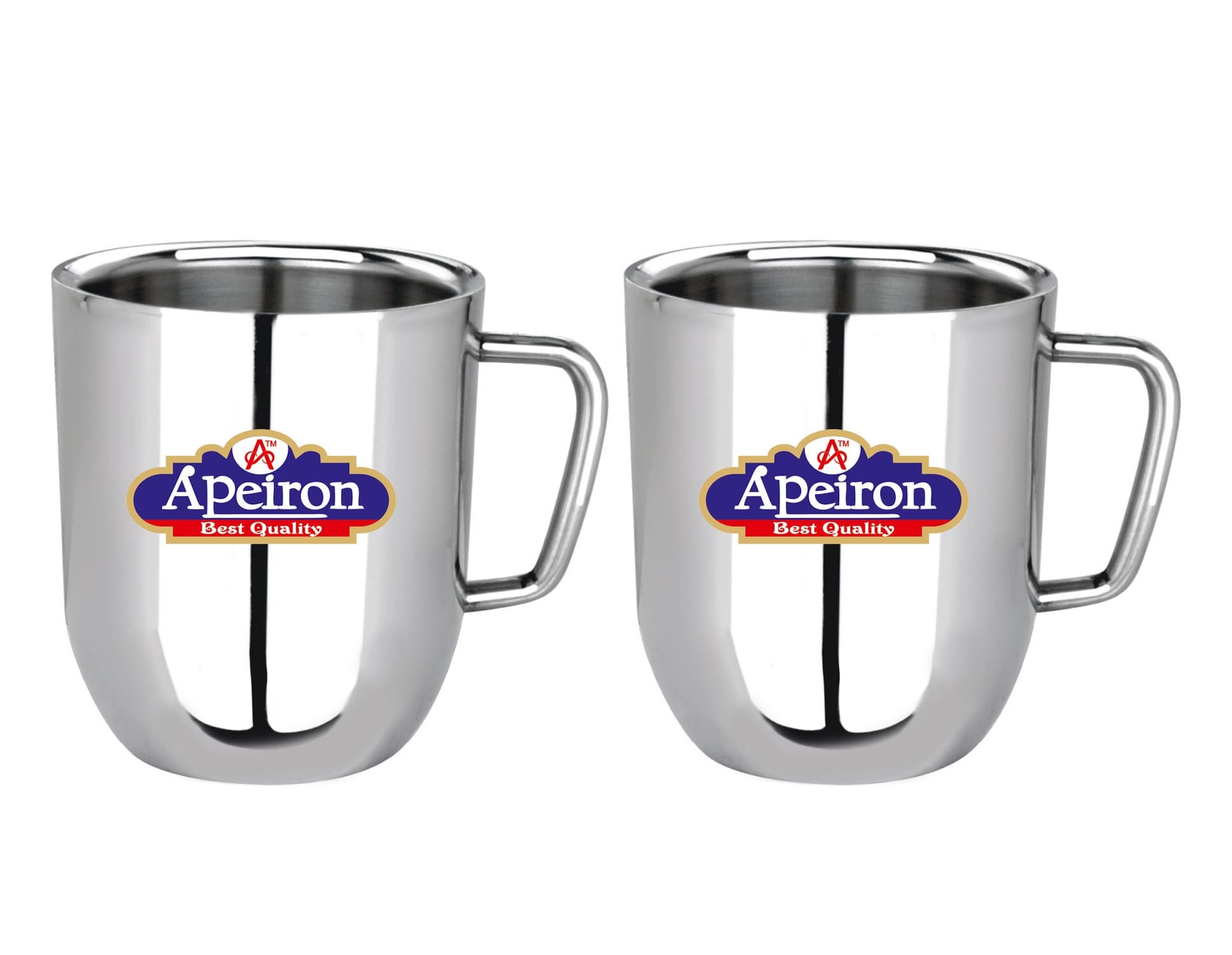 Apeiron Stainless Steel 300ml Double wall Coffee & Tea Mug (Set of 2)