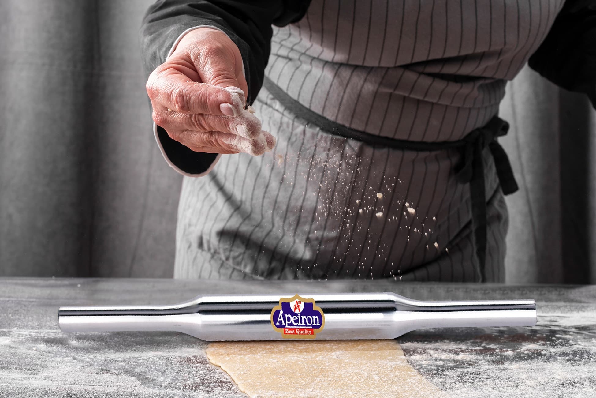 Apeiron Stainless Steel Silver Rolling Pin/Belan, 290 gm Pack of 1